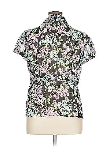 Sag Harbor Black Floral Sheer Blouse Design (view 2)