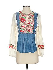 Lucky Brand 100% Lyocell Blue Long Sleeve Button-Down Shirt Size S