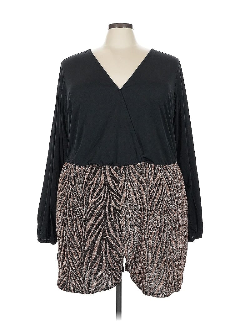 Venus Animal Print Black Romper Size 3X - photo 1
