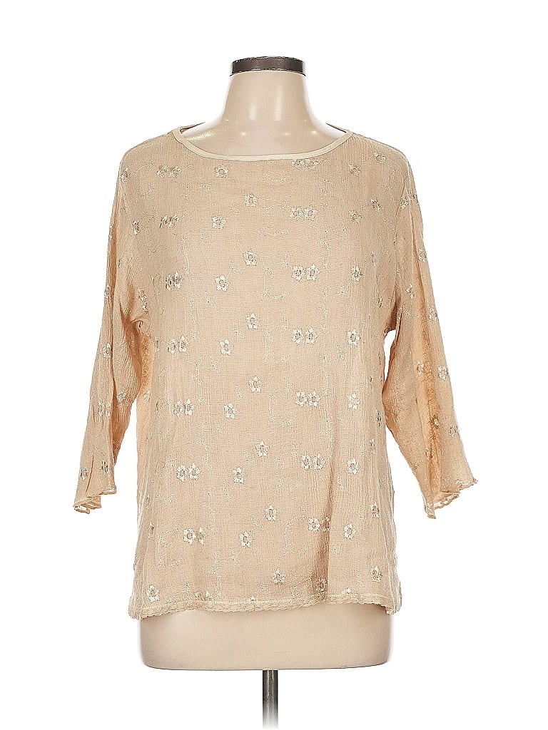 Pre-owned Assorted Brands 3/4 Sleeve Blouse In Brown