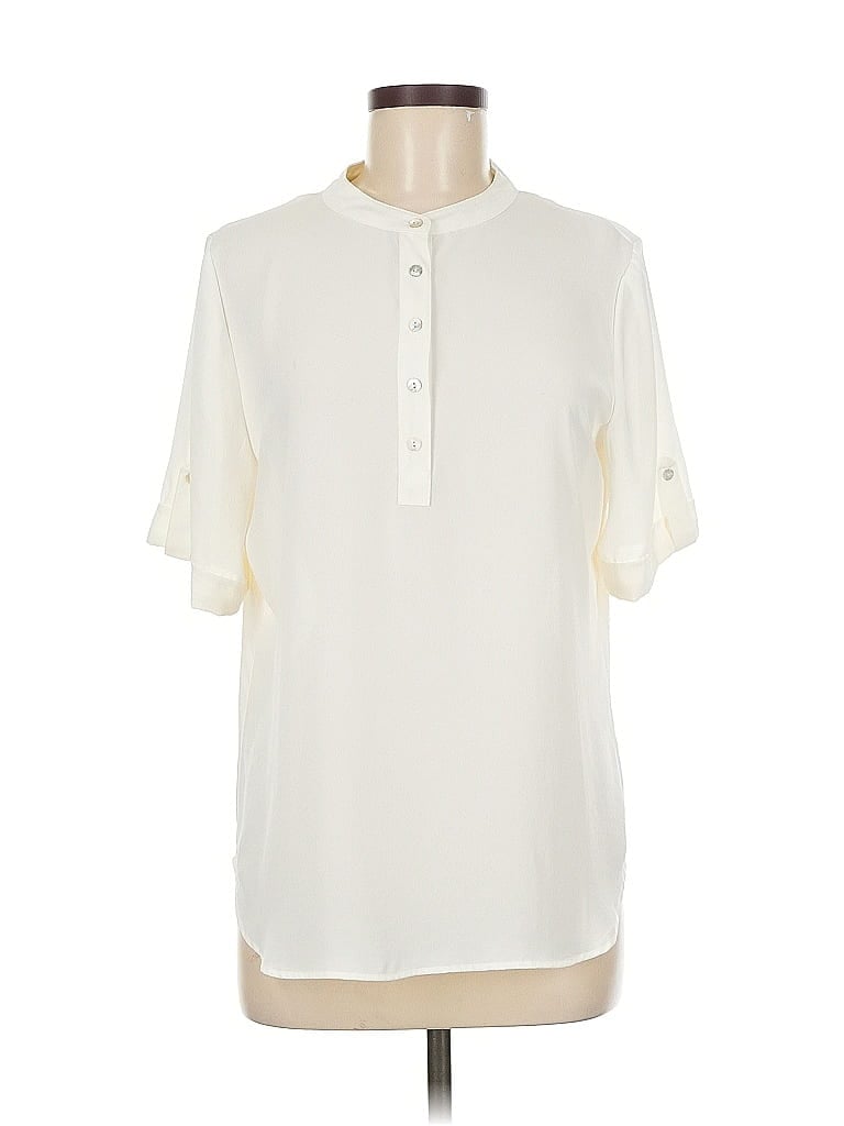Pre-owned Chico's Short Sleeve Blouse In White