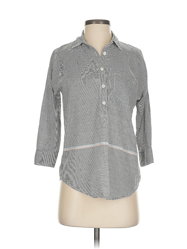 Pre-owned J.crew Factory Store 3/4 Sleeve Button Down Shirt In Gray