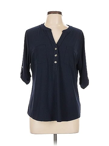 Anne Klein Short Sleeve Henley (view 1)