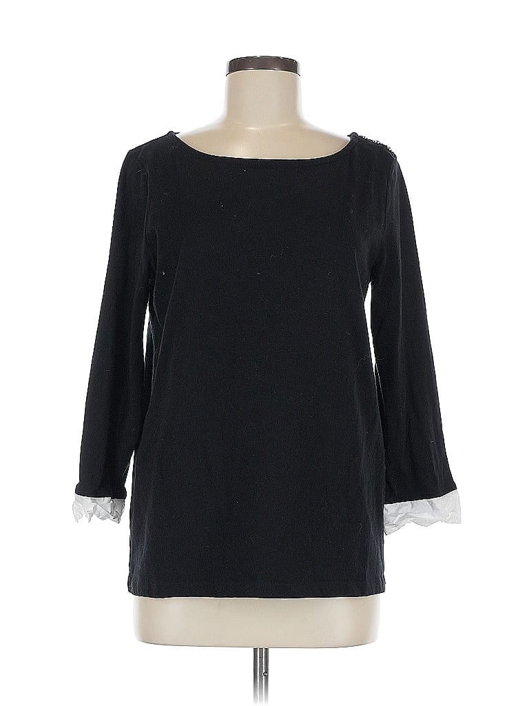 Talbots Outlet 100% Cotton Black 3/4 Sleeve Top Size M - photo 1