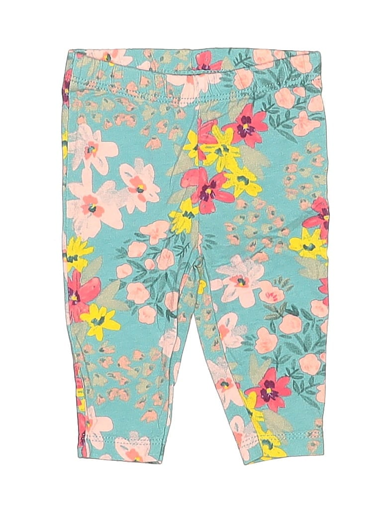 Carter's 100% Cotton Floral Teal Leggings 0-3 MO / 3 MO - photo 1
