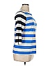 Ann Taylor LOFT Outlet 100% Cotton Stripes Blue 3/4 Sleeve T-Shirt Size XL - photo 3