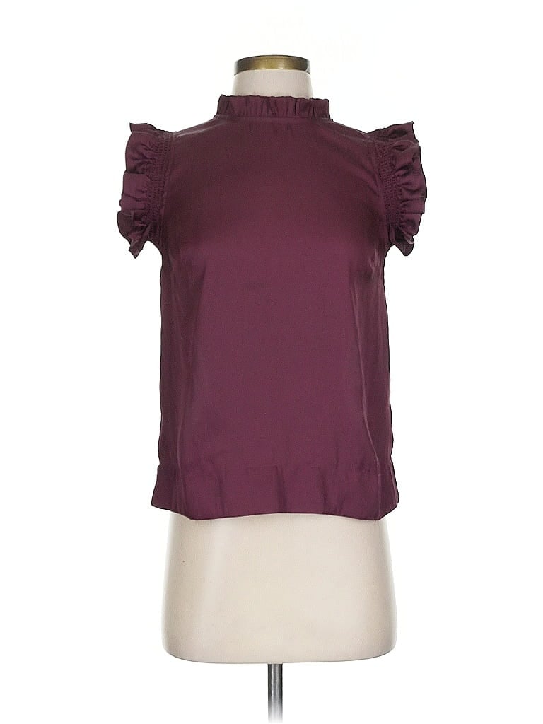 Pre-owned Joe's Jeans Short Sleeve Blouse In Burgundy