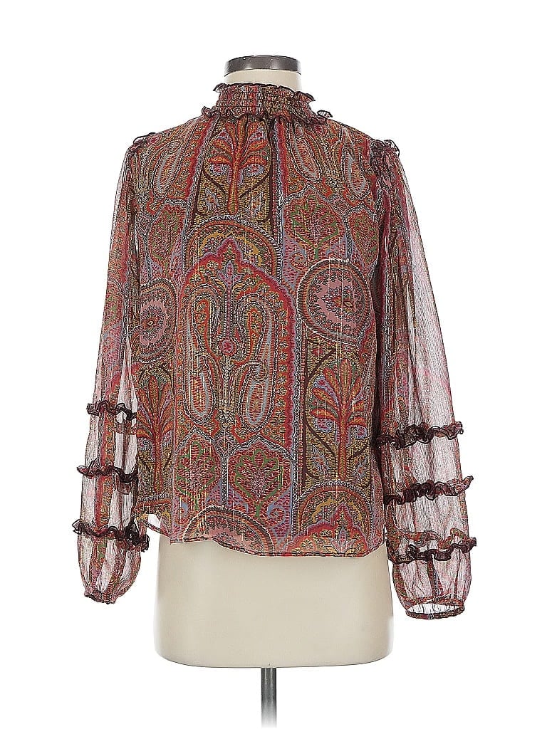 Ann Taylor Paisley Brown Red Long Sleeve Blouse Size S - photo 1