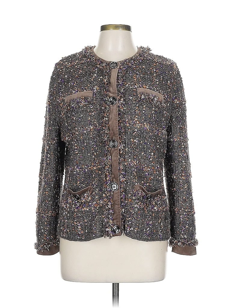 Pre-owned Basler Wool Cardigan Sweater In Gray