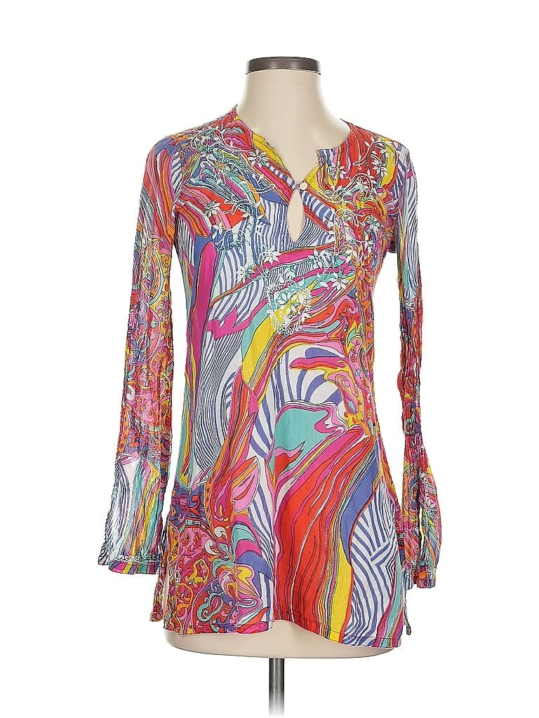 Pre-owned Lucky Brand Long Sleeve Blouse In Silver