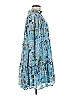 Entro 100% Polyester Print Blue Casual Dress Size M - photo 3