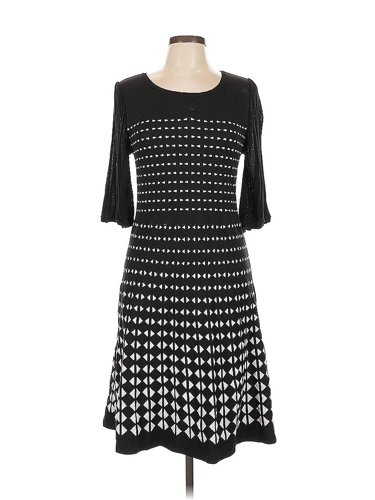 Akemi + Kin 100% Nylon Houndstooth Black Casual Dress Size L - photo 1