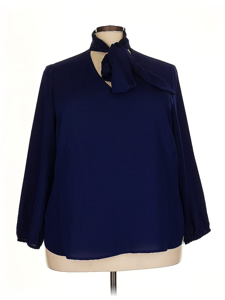 Pre-owned Kasper 3/4 Sleeve Blouse In Blue