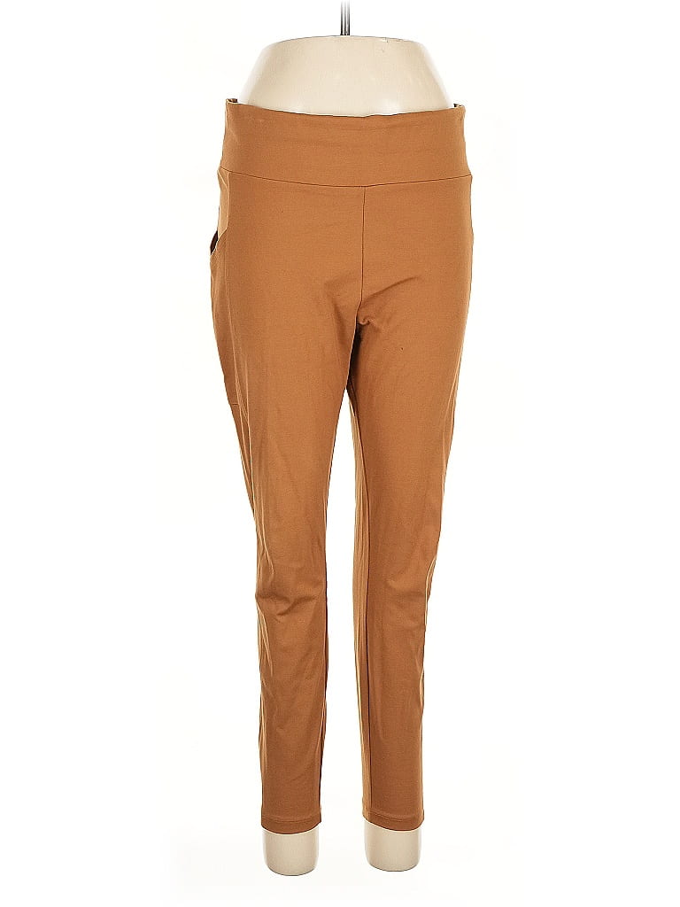 Lou & Grey Solid Color Block Brown Tan Active Pants Size L - photo 1