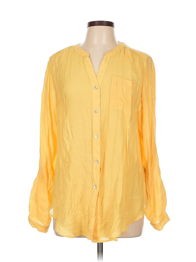 Pre-owned Zac & Rachel Long Sleeve Blouse In Yellow