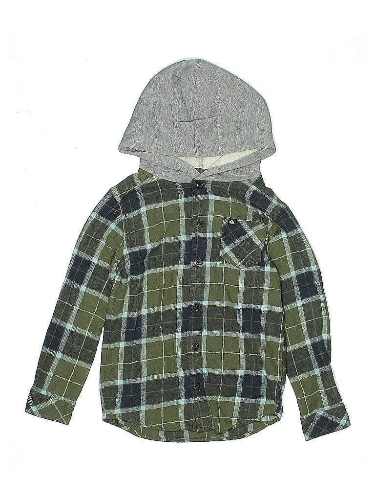 Quiksilver 100% Cotton Green Long Sleeve Button-Down Shirt Size 7 - photo 1