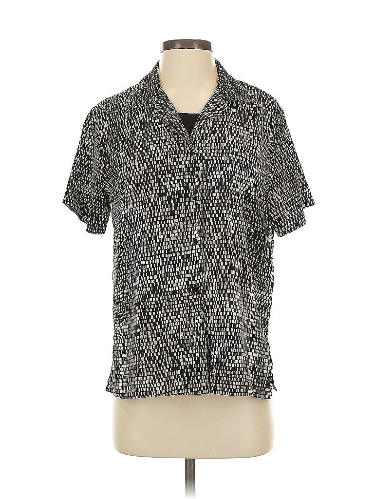 Notations 100% Polyester Animal Print Silver Short Sleeve Blouse Size S - photo 1
