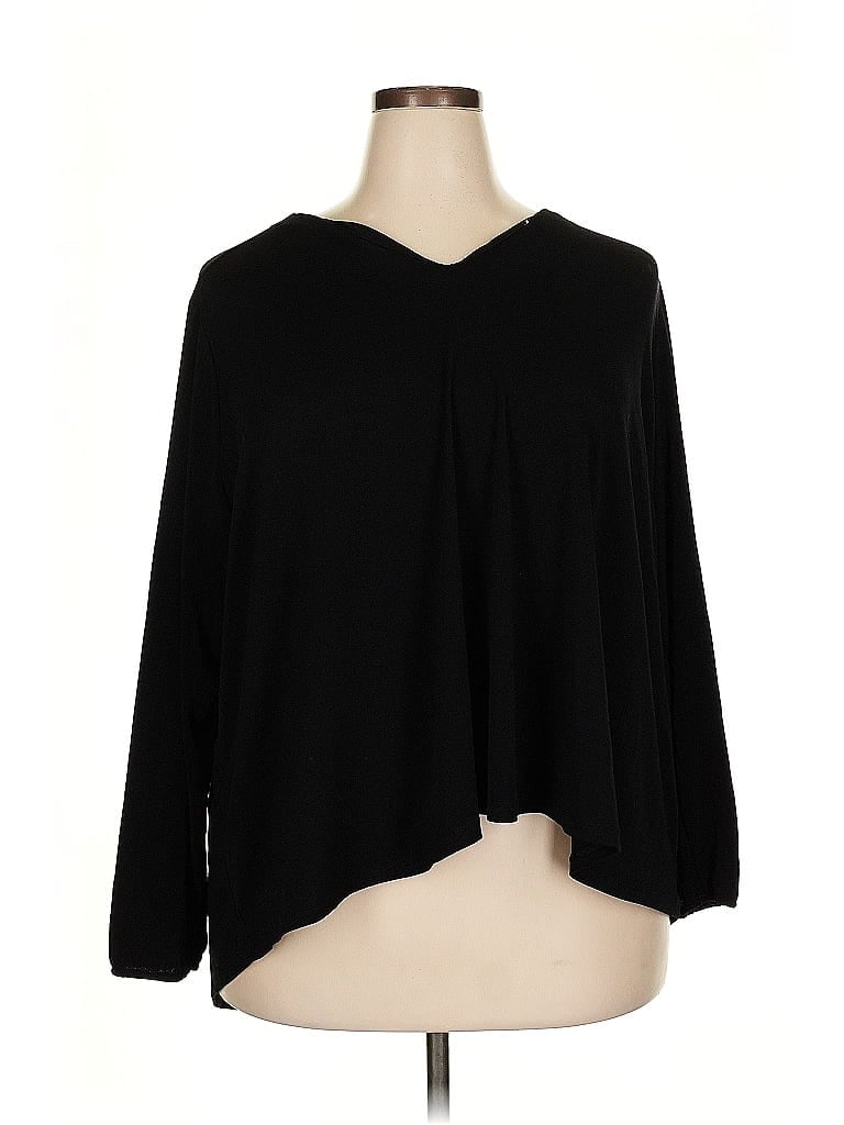 JENNIFER LOPEZ Pre-owned 3/4 Sleeve Top Black V Neck Tops