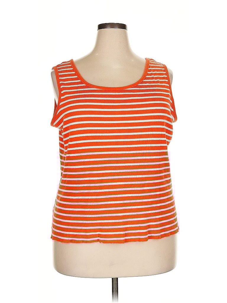 Woman Within Stripes Orange Tank Top Size 2X - photo 1
