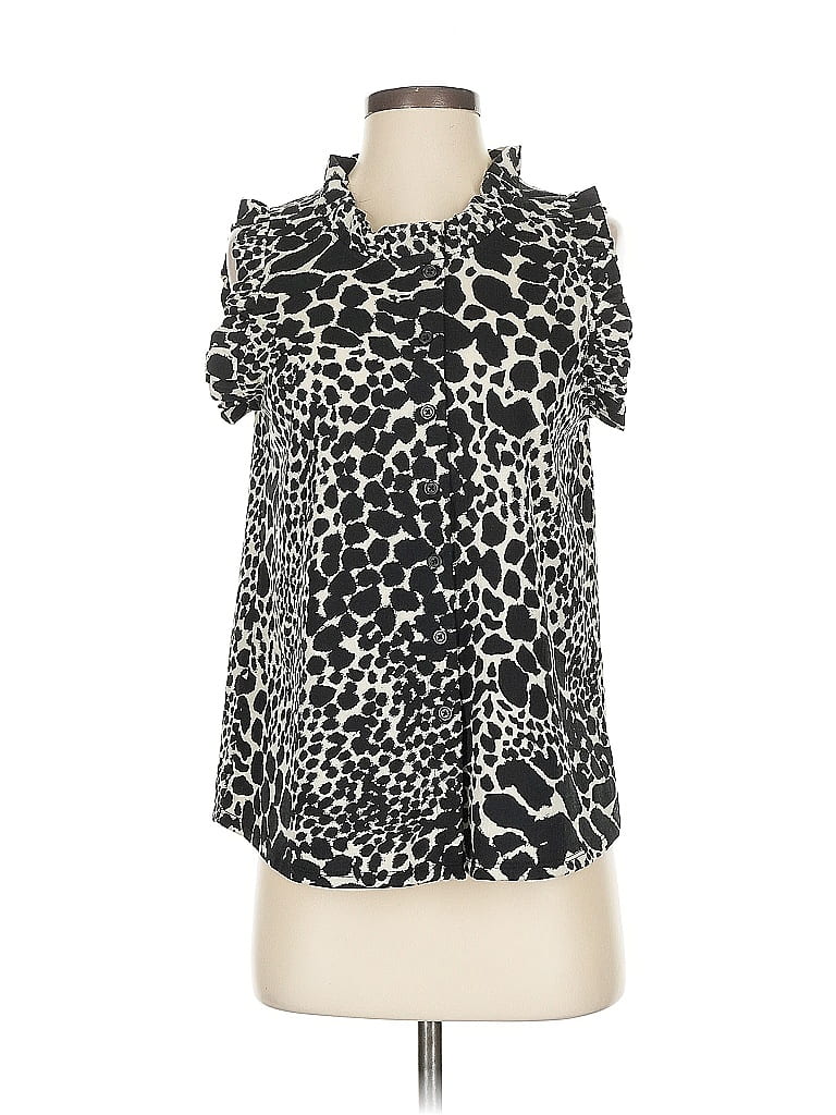 Pre-owned Who What Wear Short Sleeve Blouse In Black