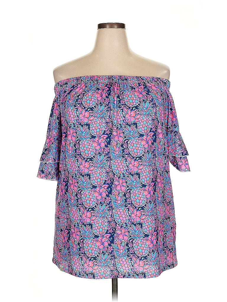 Simply Southern Blue Short Sleeve Blouse Size XXL - photo 1