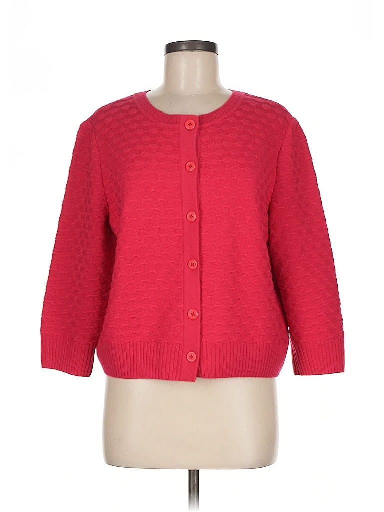 Pre-owned St John Cardigan Sweater In Red