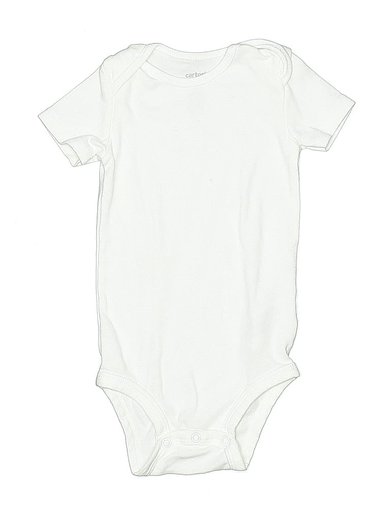 Pre-owned Carter's Kids' Short Sleeve Onesie In White