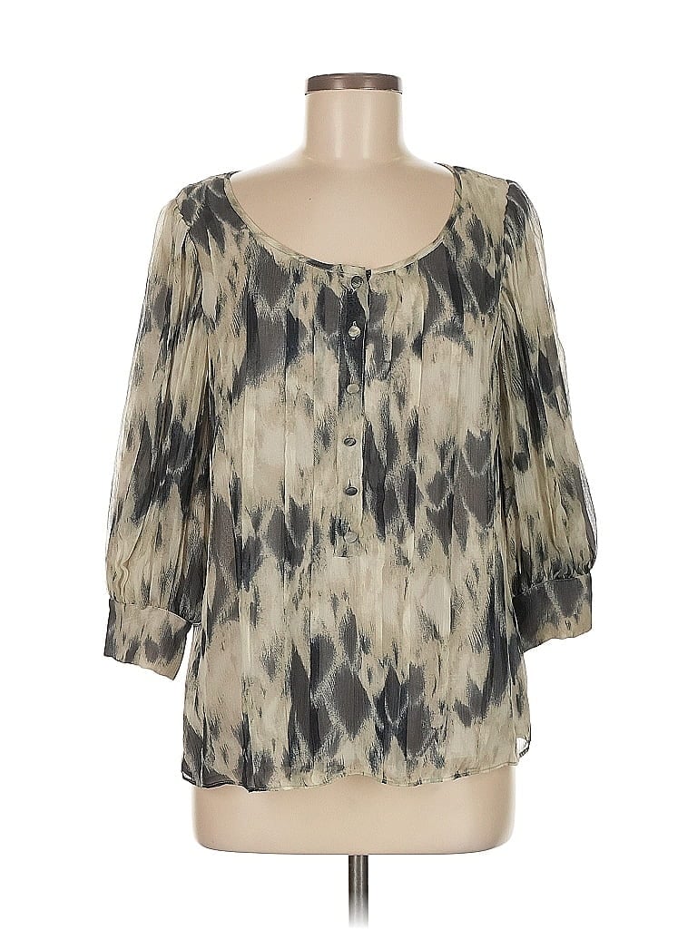 Robert Rodriguez 100% Silk Gray 3/4 Sleeve Silk Top Size 6 - photo 1