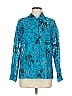 Chico's Design Print Teal Long Sleeve Button-Down Shirt Size M - photo 1