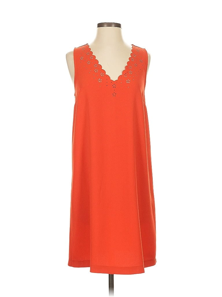 Everly 100% Polyester Solid Orange Casual Dress Size S - photo 1