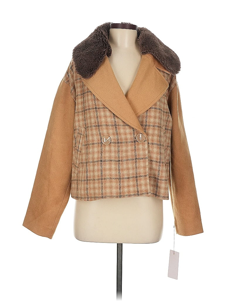 Rachel Parcell Plaid Brown Coat Size M 20 off ThredUp
