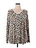Honeyme Animal Print Tan Long Sleeve T-Shirt Size XL - photo 1