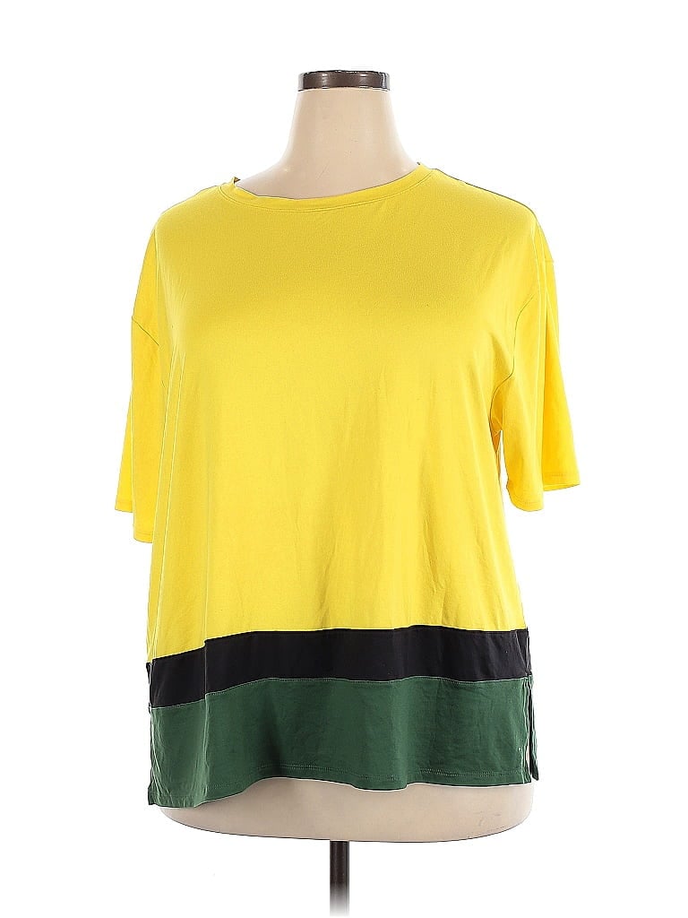 Cuddl Duds Color Block Yellow Short Sleeve T-Shirt Size 2X - photo 1