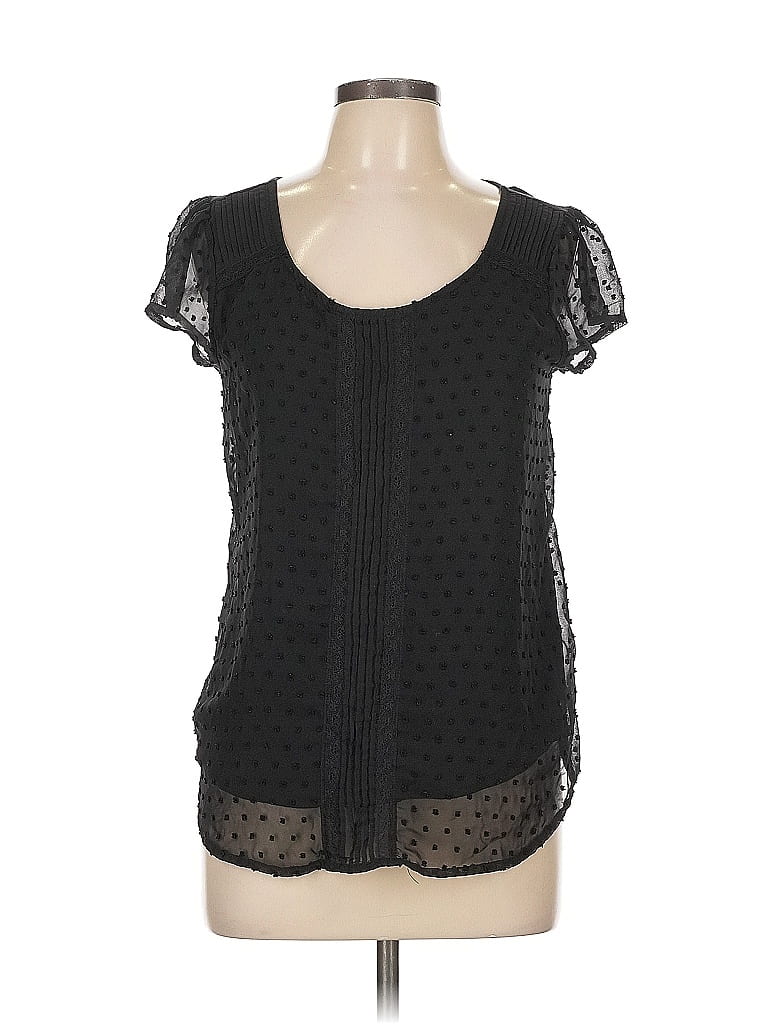 Lauren Conrad 100% Polyester Black Short Sleeve Top Size L - photo 1