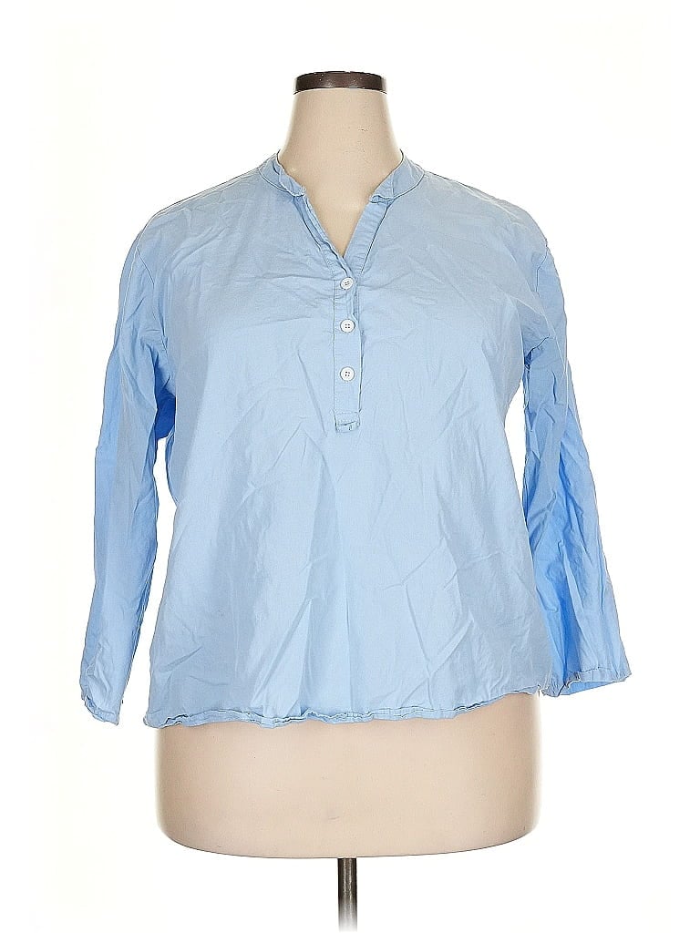 Pre-owned Unbranded 3/4 Sleeve Blouse In Blue