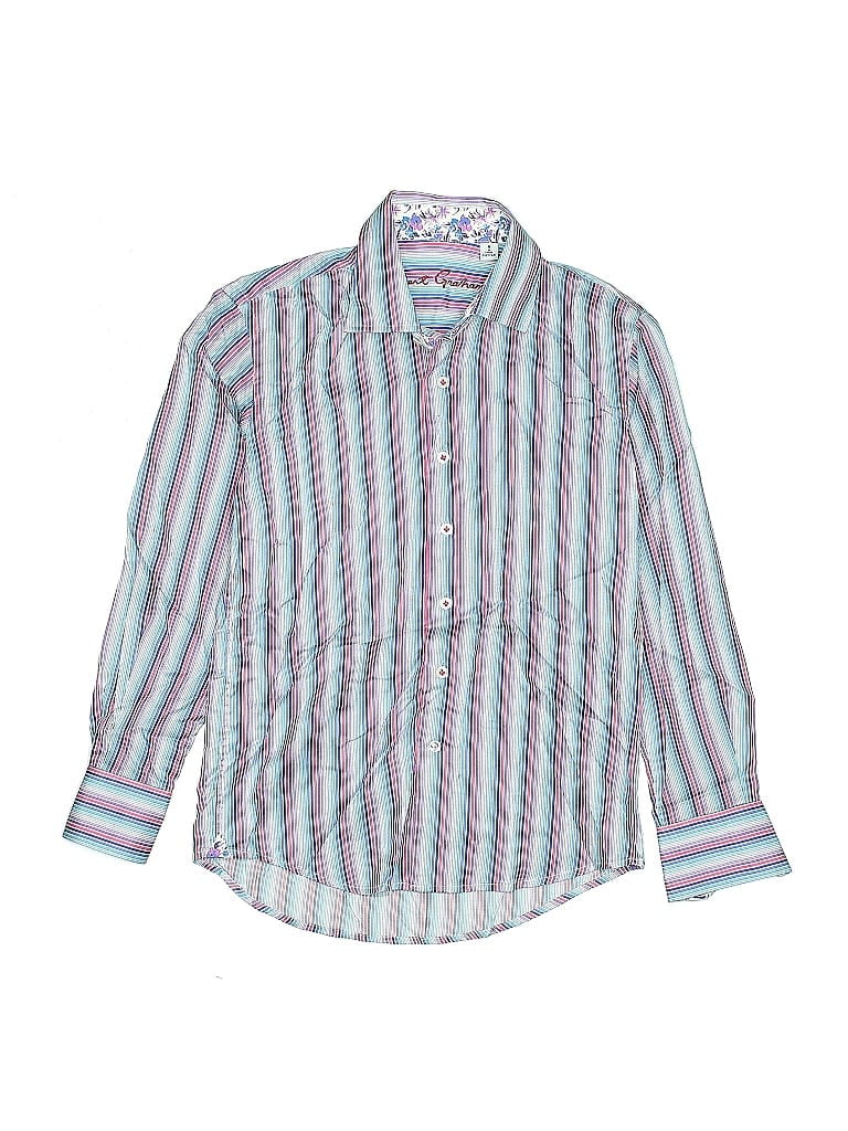 Robert Graham 100% Cotton Stripes Teal Blue Long Sleeve Button-Down Shirt Size 8 - photo 1