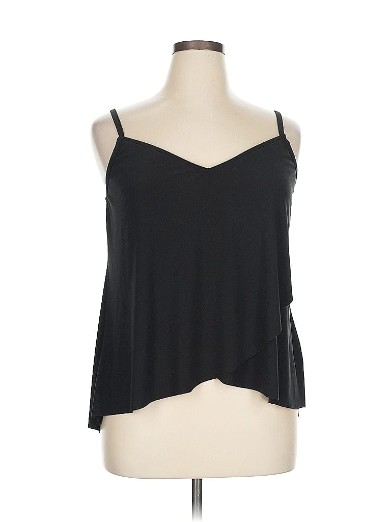 Pre-owned Aqua Green Tank Top Black Strapless Neckline Tops