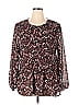 Terra & Sky 100% Polyester Brown Long Sleeve Blouse Size 1X - photo 1