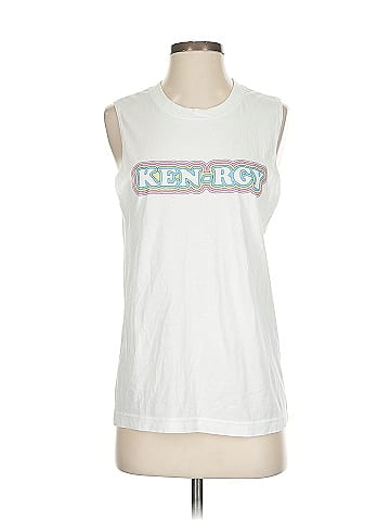 Barbie 100% Ringspun Combed Cotton White Sleeveless T-Shirt Size S