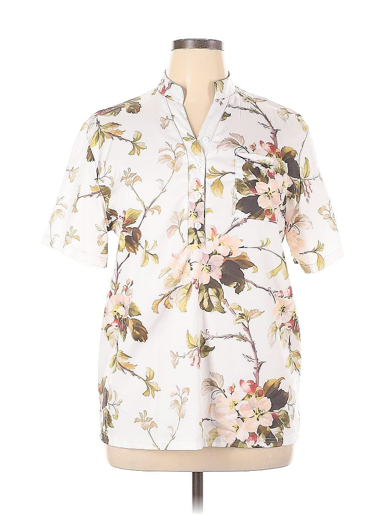 Pre-owned Unbranded Short Sleeve Blouse In White