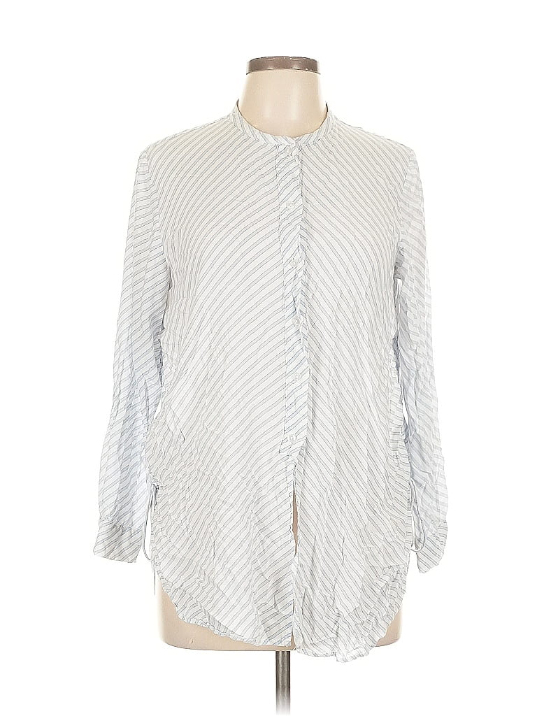 Pre-owned H&m Long Sleeve Blouse In Silver