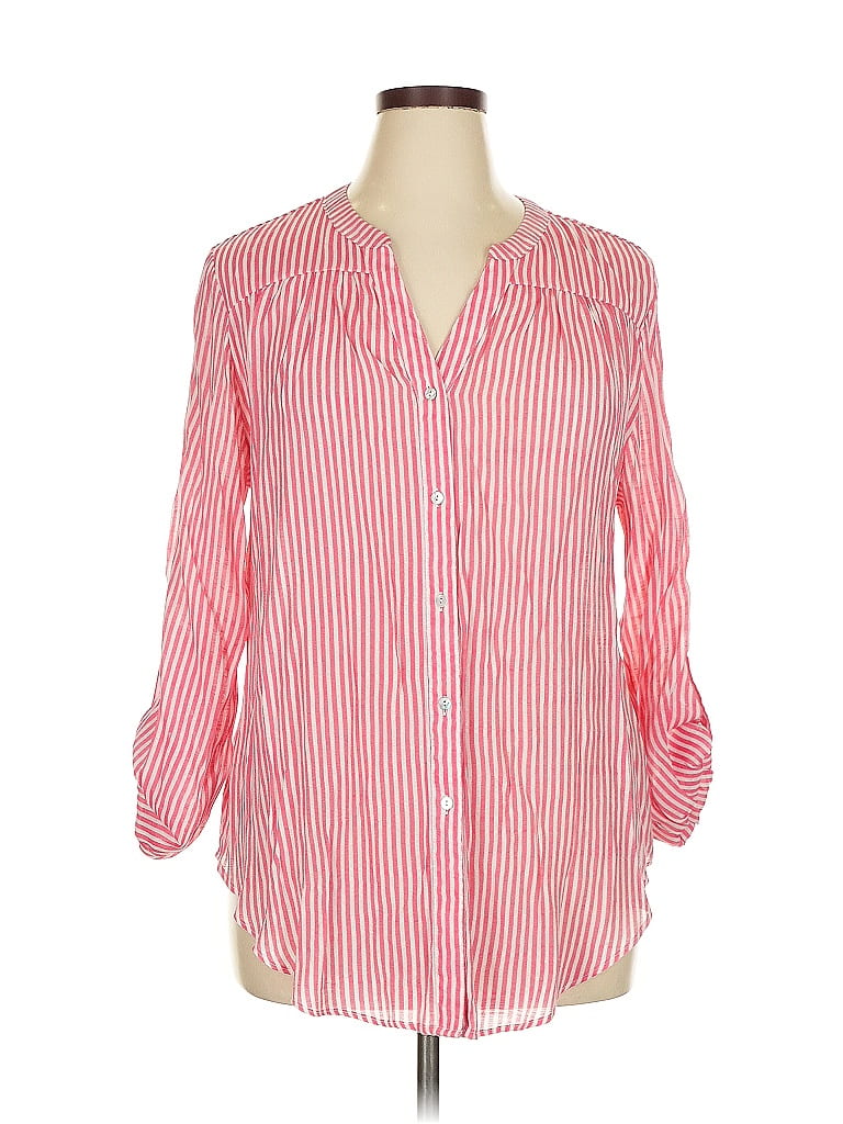 Pre-owned Hope & Harlow 3/4 Sleeve Button Down Shirt In Red