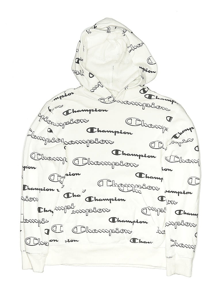 Pre-owned Champion Kids' Pullover Hoodie In White
