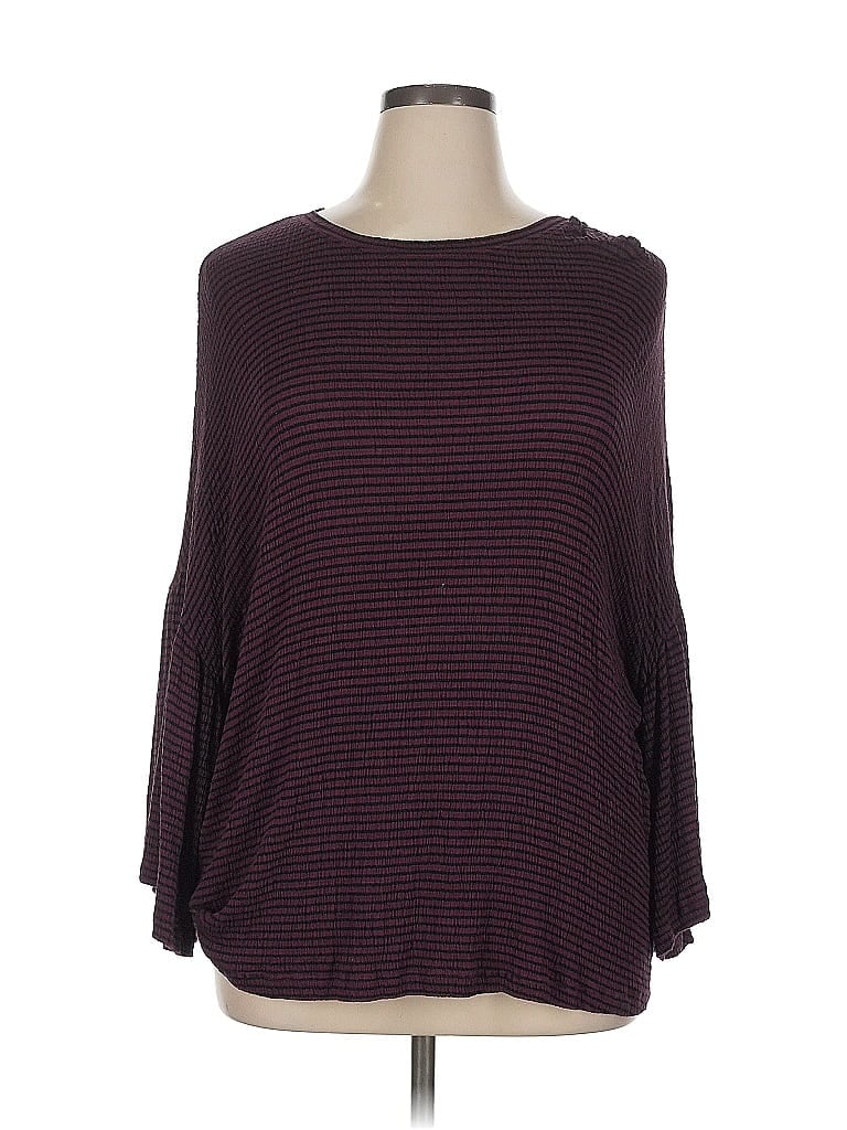 Pre-owned Caslon Long Sleeve Top Burgundy Boatneck Tops
