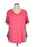 Zenana Plaid Floral Pink Short Sleeve T-Shirt Size 2X - photo 1