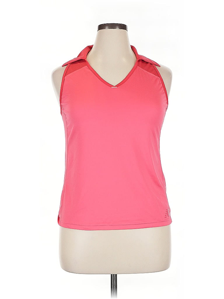 Pre-owned New Balance Tank Top Pink Halter Neckline Tops