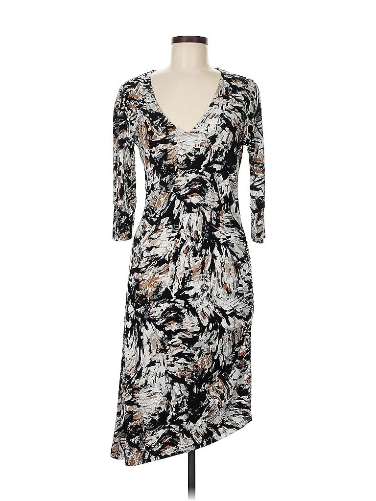 Veronica M. Print Black Casual Dress Size M - photo 1
