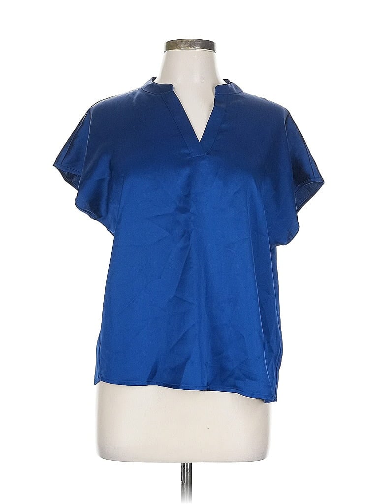 Click to view more detailed imagery on our partner's website Pre-owned Nicole Miller Short Sleeve Blouse In Blue