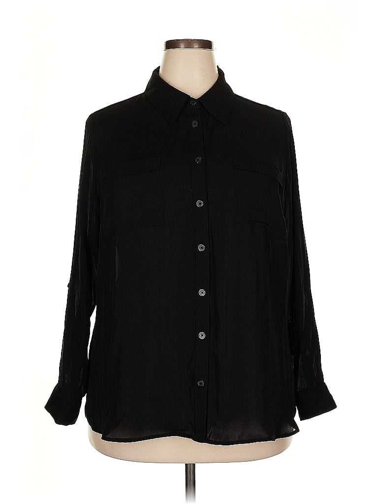 Pre-owned Covington 3/4 Sleeve Blouse In Black