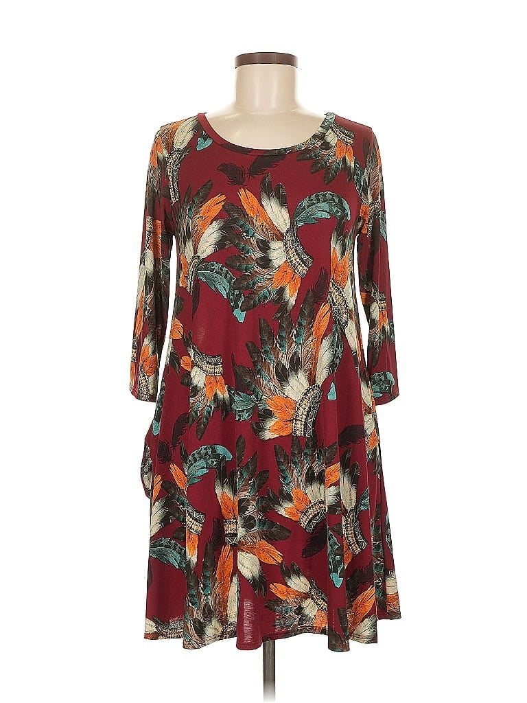 Pre-owned Unbranded Casual Dress In Burgundy